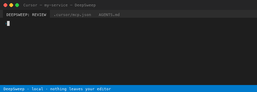 DeepSweep: Review My Agent Environment inside a VS Code-family editor — capabilities, authorization gaps, allowed/denied tool calls